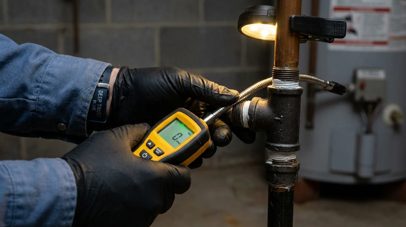 Gas leak detection with electronic sniffer by Johns Plumbing LLC in Chowchilla