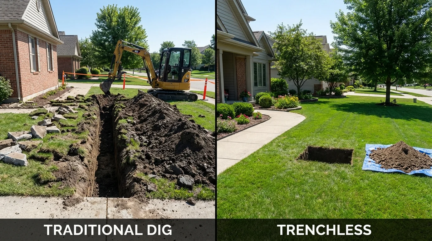Trenchless sewer repair with minimal yard damage versus traditional excavation in Chowchilla, CA